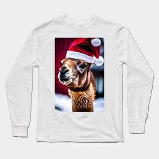 Santa Llama (Christmas Animals) Long Sleeve T-Shirt